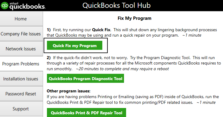 Run the QuickBooks Tool Hub